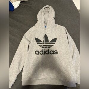 Adidas Men's Hoodie in Gray with Black Logo